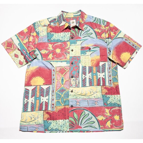 The Territory Ahead Colorful Shirt Men's Large Abstract Art Hawaiian Geometric - Picture 1 of 12
